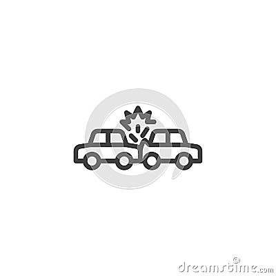 Car crash insurance line icon Vector Illustration