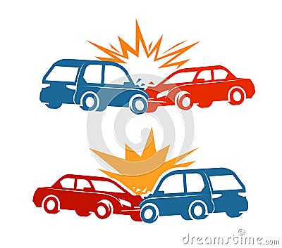 Car crash, traffic accident icon. Vector illustration Vector Illustration