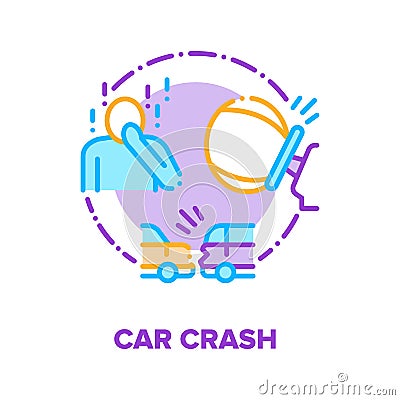 Car Crash, Traffic Accident Vector Concept Color Vector Illustration