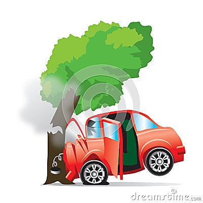 Car crashed into tree Stock Photo