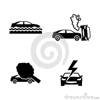 Car crashes. Simple Related Vector Icons Vector Illustration