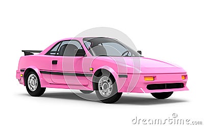 Car 1980 cyberpunk pink Cartoon Illustration