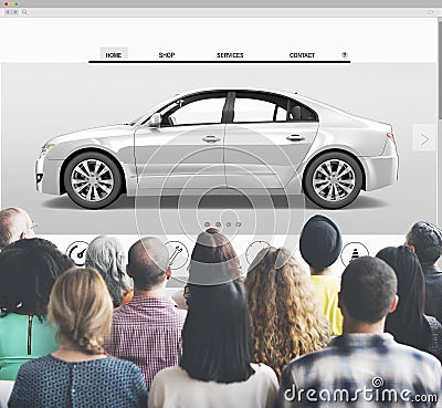 Car 3D Transportation Interface Website Concept Stock Photo