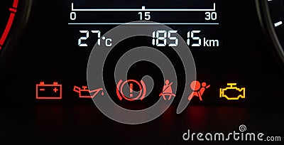 Car dashboard icons Stock Photo