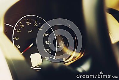 Car dashboard speedometer Stock Photo