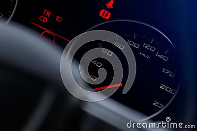 Car dashboard speedometer closeup interior Stock Photo