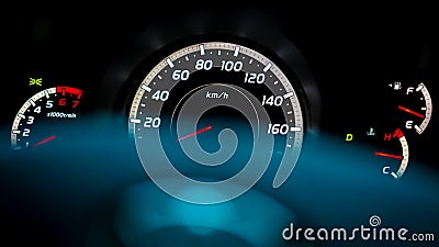 Car Dashboard Speedometer Light Display Stock Photo