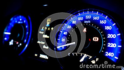 Car Dashboard Speedometer Light Display Stock Photo