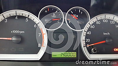 Car dashboard, tachometer, speedometerCar dashboard, tachometer, speedometer and odometer w Stock Photo