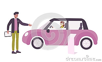 Car Dealership Composition Vector Illustration
