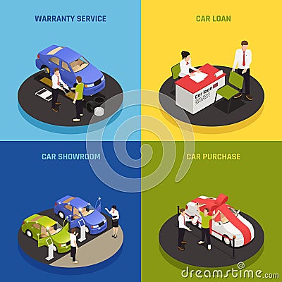 Car Dealership Concept Icons Set Vector Illustration