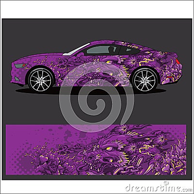 Car decal vector, Dragon tattoos style abstract Vector Illustration