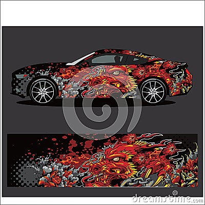 Car decal , Dragon tattoos style abstract Stock Photo