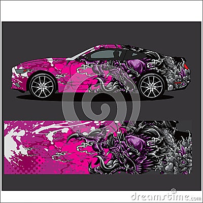 Car decal vector, Dragon tattoos style abstract Vector Illustration