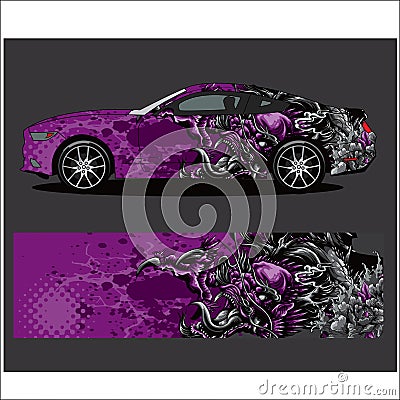 Car decal vector, Dragon tattoos style abstract Vector Illustration