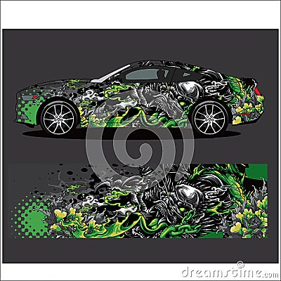 Car decal vector, Dragon tattoos style abstract Vector Illustration