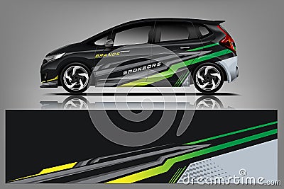 Car decal wrap design . Graphic abstract stripe racing background kit designs for vehicle, race car, rally, adventure and li Vector Illustration