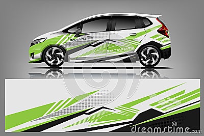 Car decal wrap design . Graphic abstract stripe racing background kit designs for vehicle, race car, rally, adventure and li Vector Illustration