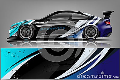 Car decal wrap design . Graphic abstract stripe racing background kit designs for vehicle, race car, rally, adventure and li Stock Photo