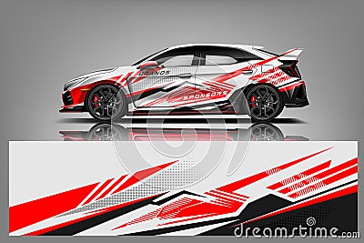 Car decal wrap design vector. Graphic abstract stripe racing background kit designs for vehicle, race car, rally, adventure and li Stock Photo