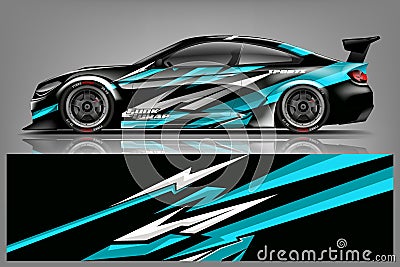 Car decal wrap design vector. Graphic abstract stripe racing background kit designs for vehicle, race car, rally, adventure and li Stock Photo