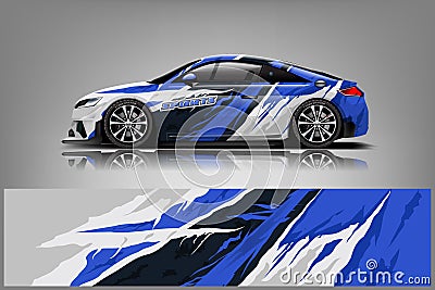 Car decal wrap design vector. Graphic abstract stripe racing background kit designs for vehicle, race car, rally, adventure and li Vector Illustration