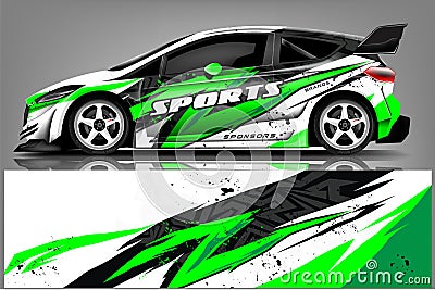 Car decal wrap design vector. Graphic abstract stripe racing background kit designs for vehicle, race car, rally, adventure and li Stock Photo