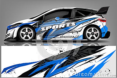 Car decal wrap design vector. Graphic abstract stripe racing background kit designs for vehicle, race car, rally, adventure and li Stock Photo