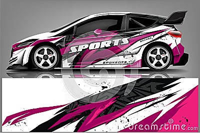 Car decal wrap design vector. Graphic abstract stripe racing background kit designs for vehicle, race car, rally, adventure and li Stock Photo