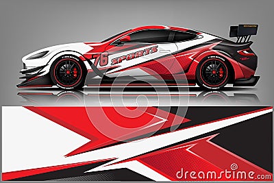 Car decal wrap design vector. Graphic abstract stripe racing background kit designs for vehicle, race car, rally, adventure and li Stock Photo