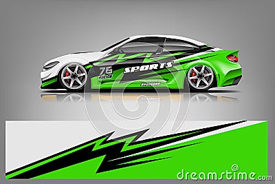 Sport Car decal wrap design vector. Graphic abstract stripe racing background kit designs for vehicle Vector Illustration
