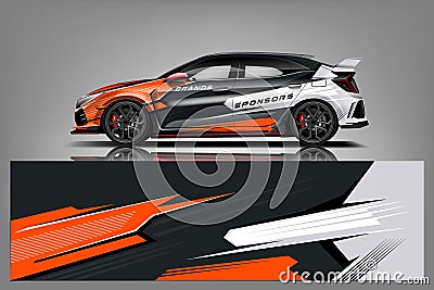 Car decal wrap design vector. Graphic abstract stripe racing background kit designs for vehicle, race car, rally, adventure and li Stock Photo