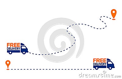 Car delivery road Dashing Line Vector Illustration