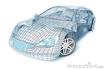 Car design, wire model. My own design. Stock Photo