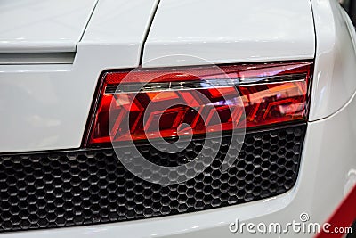 Car detail is new led taillight The rear lights of the car, in hybrid sports car. Stock Photo