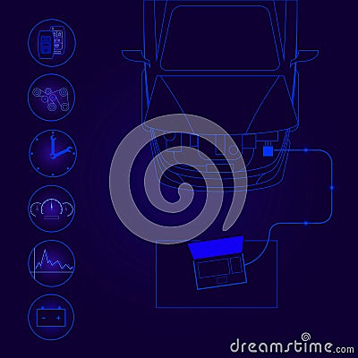 Car diagnostics icon Cartoon Illustration