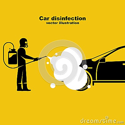 Car disinfection black icon. Cleaning and washing vehicle Cartoon Illustration