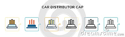 Car distributor cap vector icon in 6 different modern styles. Black, two colored car distributor cap icons designed in filled, Vector Illustration