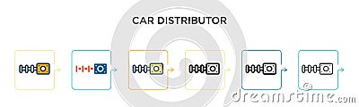 Car distributor vector icon in 6 different modern styles. Black, two colored car distributor icons designed in filled, outline, Vector Illustration