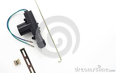 Car door central lock mechanism isolated on white background Stock Photo