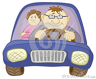 Car, driver and passenger Vector Illustration