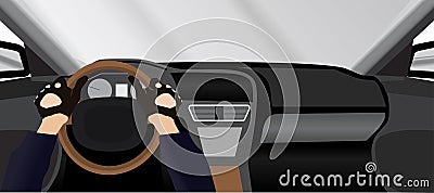 Car driver view from inside Vector Illustration