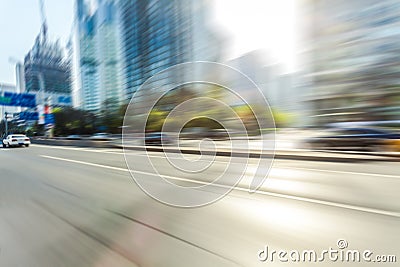 Car driving on road, motion blur Stock Photo