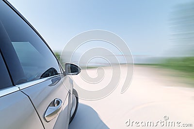 Car driving with speeding Stock Photo