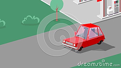 Car is driving in the street. Art illustration Cartoon Illustration