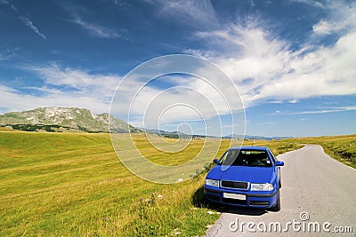 Car in Durmitor Parc Montenegro Stock Photo