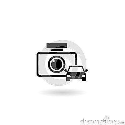 Car DVR icon with shadow Vector Illustration