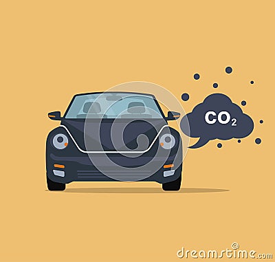 Car Emits Carbon Dioxide. Flat Style Stock Vector - Image: 69378160