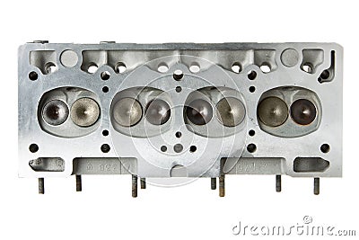 Car engine cylinder head bottom view Stock Photo