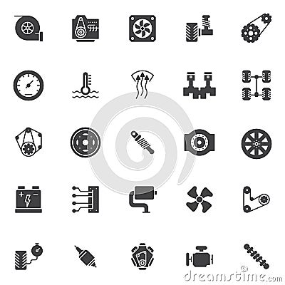 Car engine elements vector icons set Vector Illustration